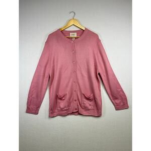 Vintage Jenny Pink Caridigan button down sweater with pockets size 1X￼